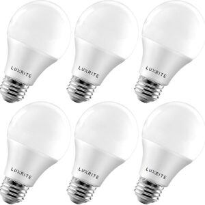 LUXRITE A19 LED Bulb 60W Equivalent, 5000K Bright White (6 Pack)