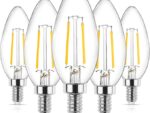 Ascher E12 LED Classic Candelabra Clear Light Bulb Pack of 5