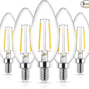 Ascher E12 LED Classic Candelabra Clear Light Bulb Pack of 5