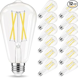 Edison Bulbs 60 watt LED, E26 LED Bulb Non-Dimmable 12 Pack