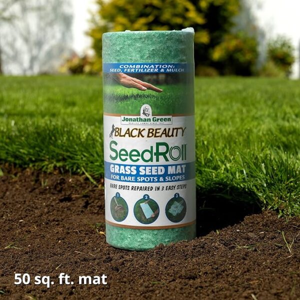 Jonathan Green (10410) Black Beauty SeedRoll Grass Seed Mat - Cool Season Lawn Seed, Fertilizer, & Mulch (50 Sq. Ft.) - Image 2