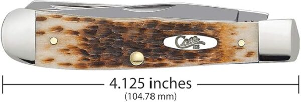 Case XX WR Pocket Knife Trapper With Genuine Bone Handle, Carbon Steel Blade(s), Length Closed: 4 1/8 Inches (Amber Bone) - Image 2