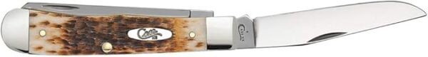 Case XX WR Pocket Knife Trapper With Genuine Bone Handle, Carbon Steel Blade(s), Length Closed: 4 1/8 Inches (Amber Bone) - Image 5