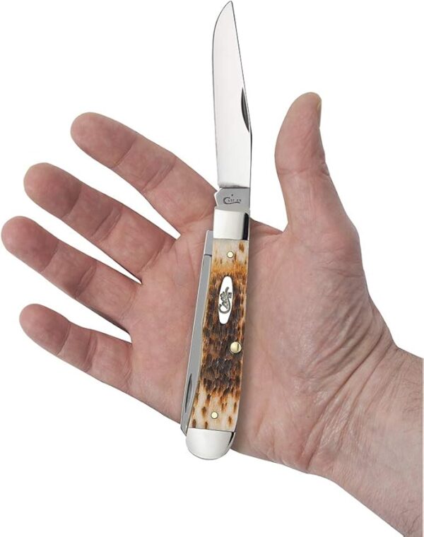 Case XX WR Pocket Knife Trapper With Genuine Bone Handle, Carbon Steel Blade(s), Length Closed: 4 1/8 Inches (Amber Bone) - Image 6