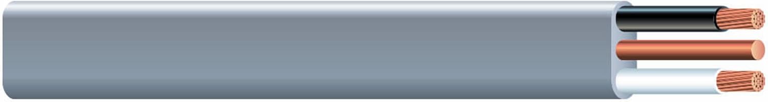 Southwire 12/2 UF B Wire with Ground, 25 ft, Gray Solid Copper Direct Burial Cable for Outdoor & Underground Use, 600V