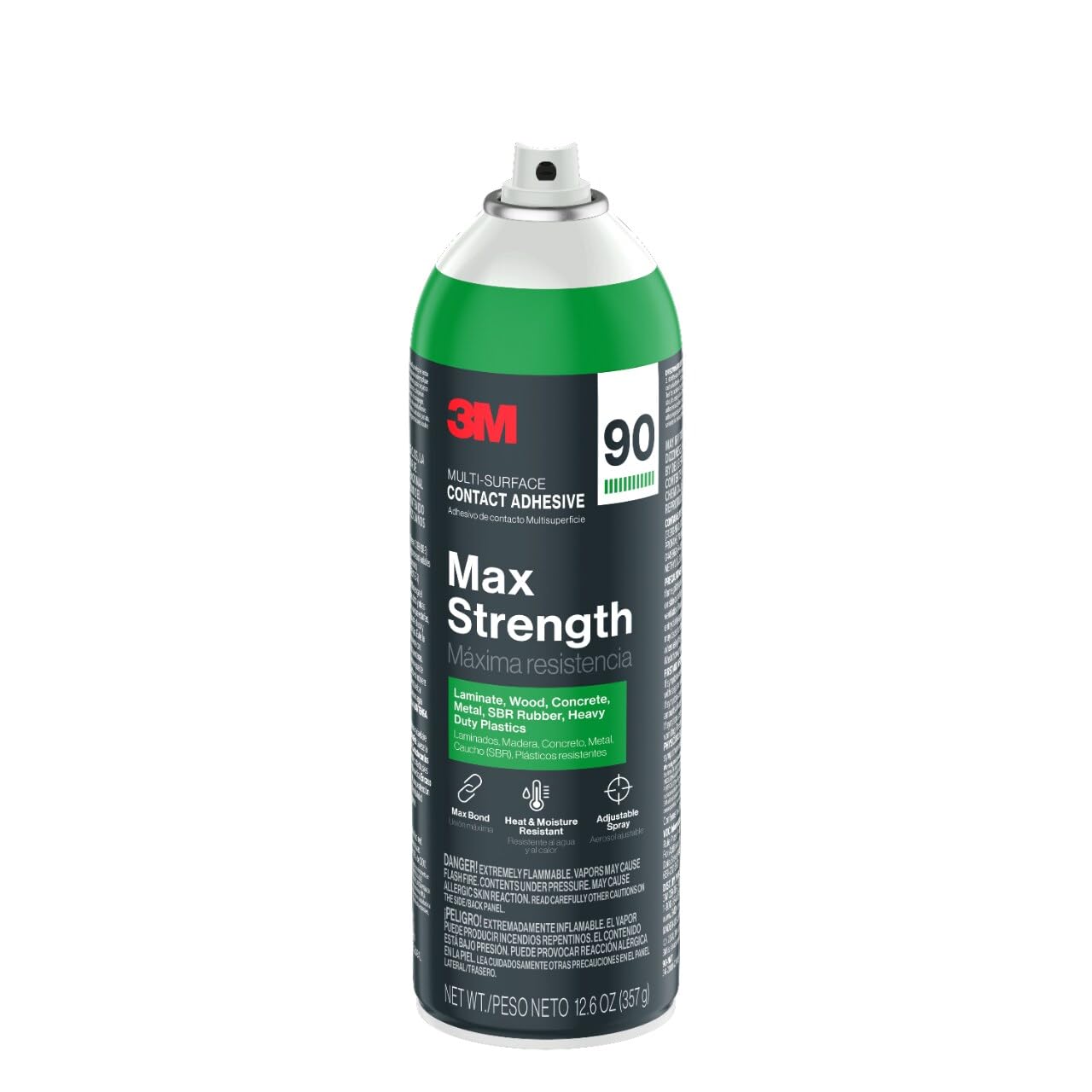3M Max Strength 90 Multi-Surface Contact Adhesive, 12.6 oz., Low VOC, Max Bond, Heat & Water Resistant, Adjstable Spray for Metal, Wood, Plastics, Laminates, and Concrete (99-NAT) - Image 2