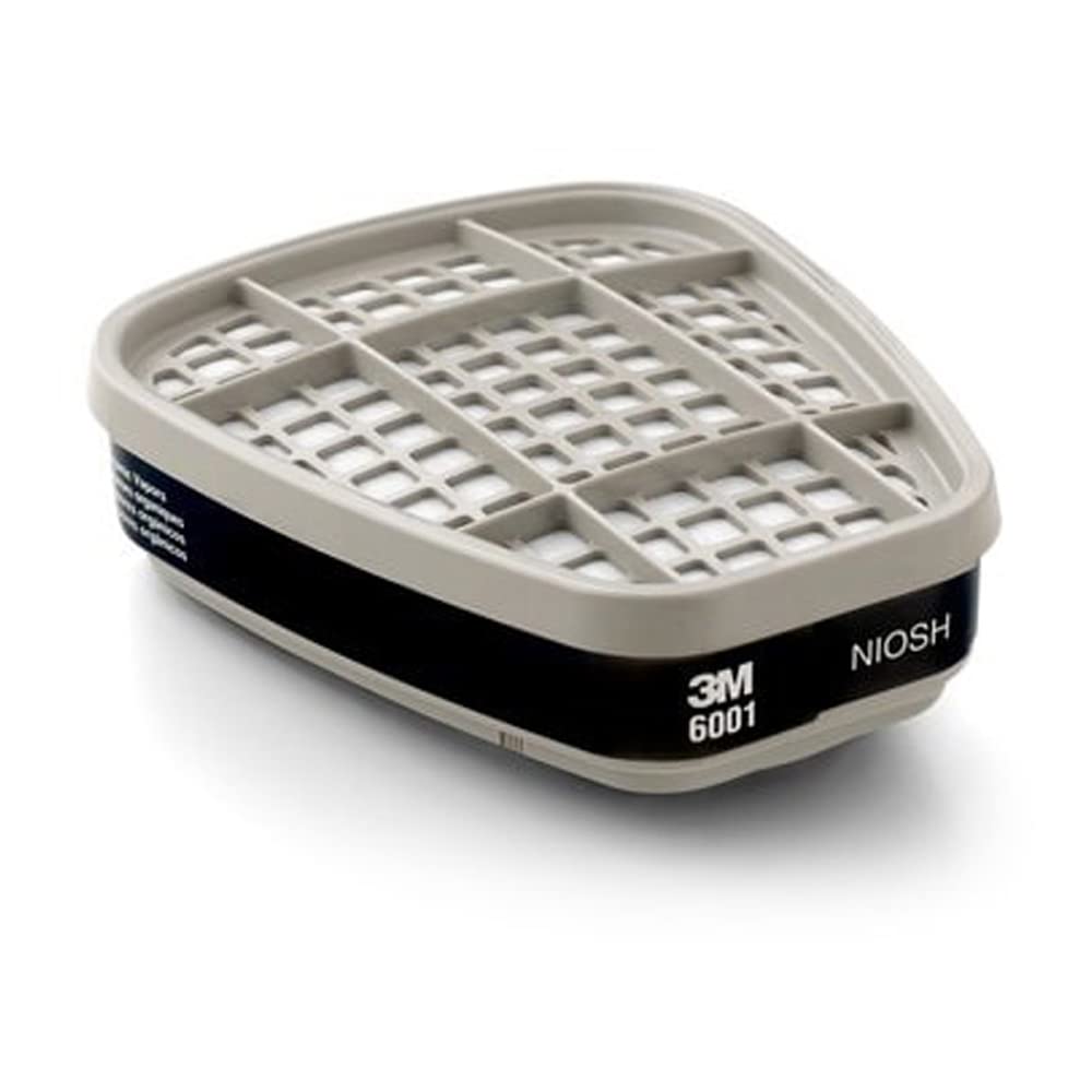 3M Safety 6001 Low-Maintenance Organic Vapor Cartridge, For 6000 and 7000 Series Air Purifying Respirator (Pack of 2)