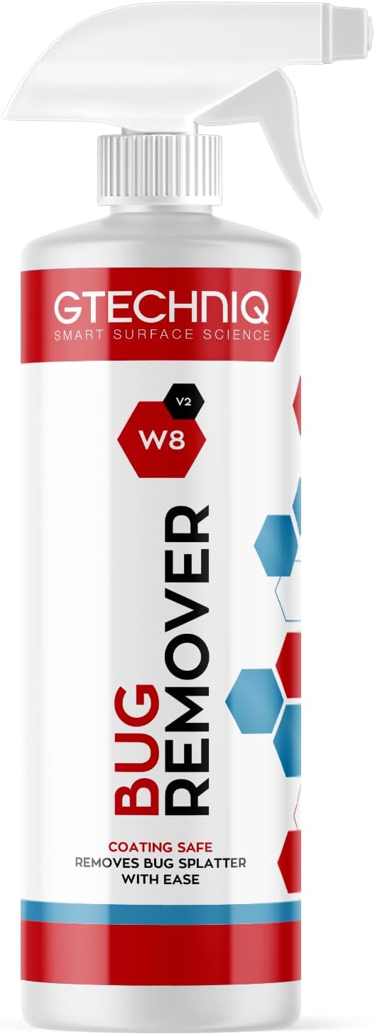 Gtechniq W8 Bug Remover for Cars 17 fl oz | Non-Caustic Cleaner Removes Tough Bug Splatter and Stains, Safe on All Surfaces