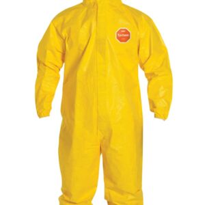 DuPont Tychem 2000 QC127S Disposable Chemical Resistant Coverall with Hood, Elastic Cuff and Serged Seams, Yellow, 4X-Large (Pack of 12)