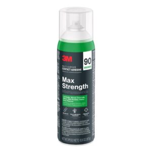 3M Max Strength 90 Multi-Surface Contact Adhesive, 12.6 oz., Low VOC, Max Bond, Heat & Water Resistant, Adjstable Spray for Metal, Wood, Plastics, Laminates, and Concrete (99-NAT)