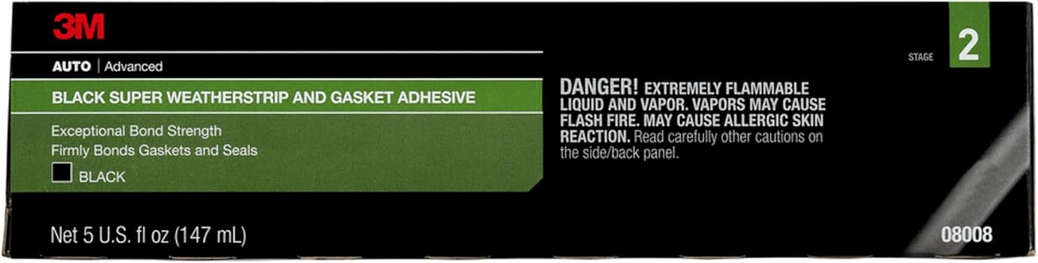 3M Black Super Weatherstrip and Gasket Adhesive, 08008, 5 fl oz, 1 Per Pack - Image 3