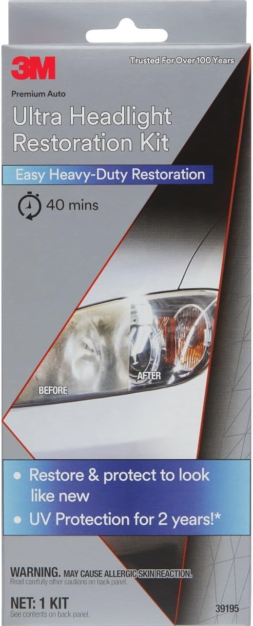 3M Ultra Headlight Restoration Kit, Contains Masking Tape, Light Sanding Discs, Wax Protectant and More, Use on Plastic Lenses Headlights, Taillights and More, Easy Heavy-Duty Restoration (39195) - Image 6