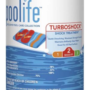 Poolife Turbo Shock to Eliminate Algae, Bacteria & Cloudy Water - Strongest 78% Calcium Hypochlorite Pool Shock - Fast-Dissolving, No Pre-Mixing - Safe Chlorine Shock for All Pool Surfaces - 5 lb
