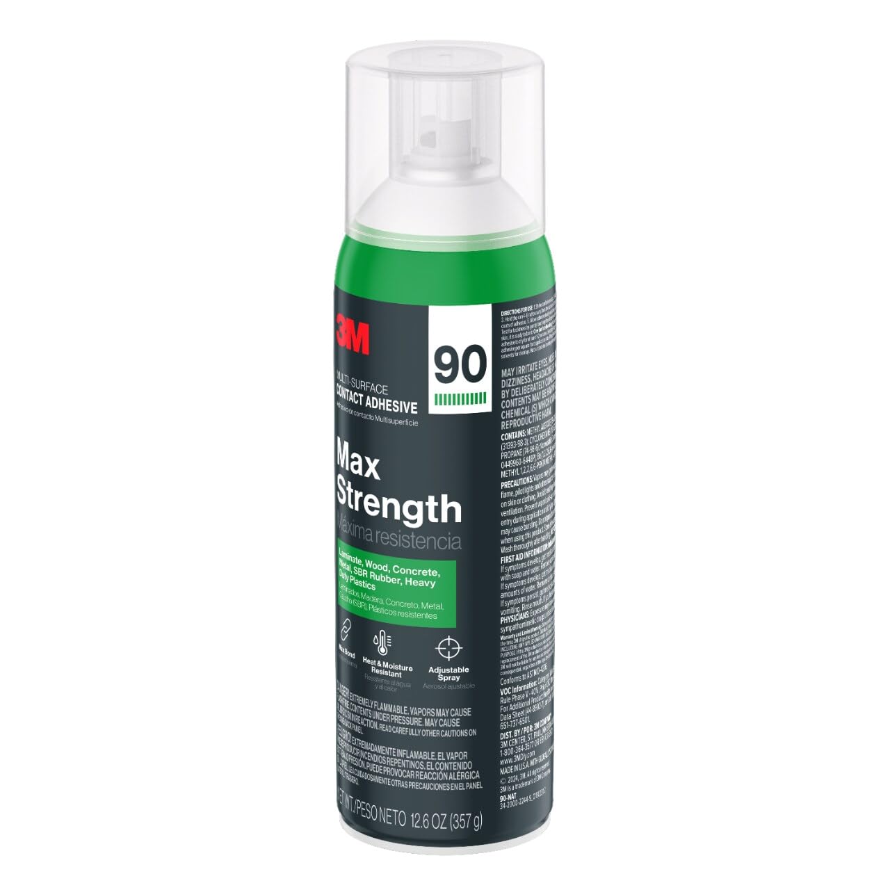 3M Max Strength 90 Multi-Surface Contact Adhesive, 12.6 oz., Low VOC, Max Bond, Heat & Water Resistant, Adjstable Spray for Metal, Wood, Plastics, Laminates, and Concrete (99-NAT) - Image 4