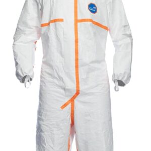 DuPont Tyvek 800 CE-Certified Cat-III Type-3/4/5/6 Chemical Protective Coverall Suit with Sealed Bag, White, X-Large, 1-Pack