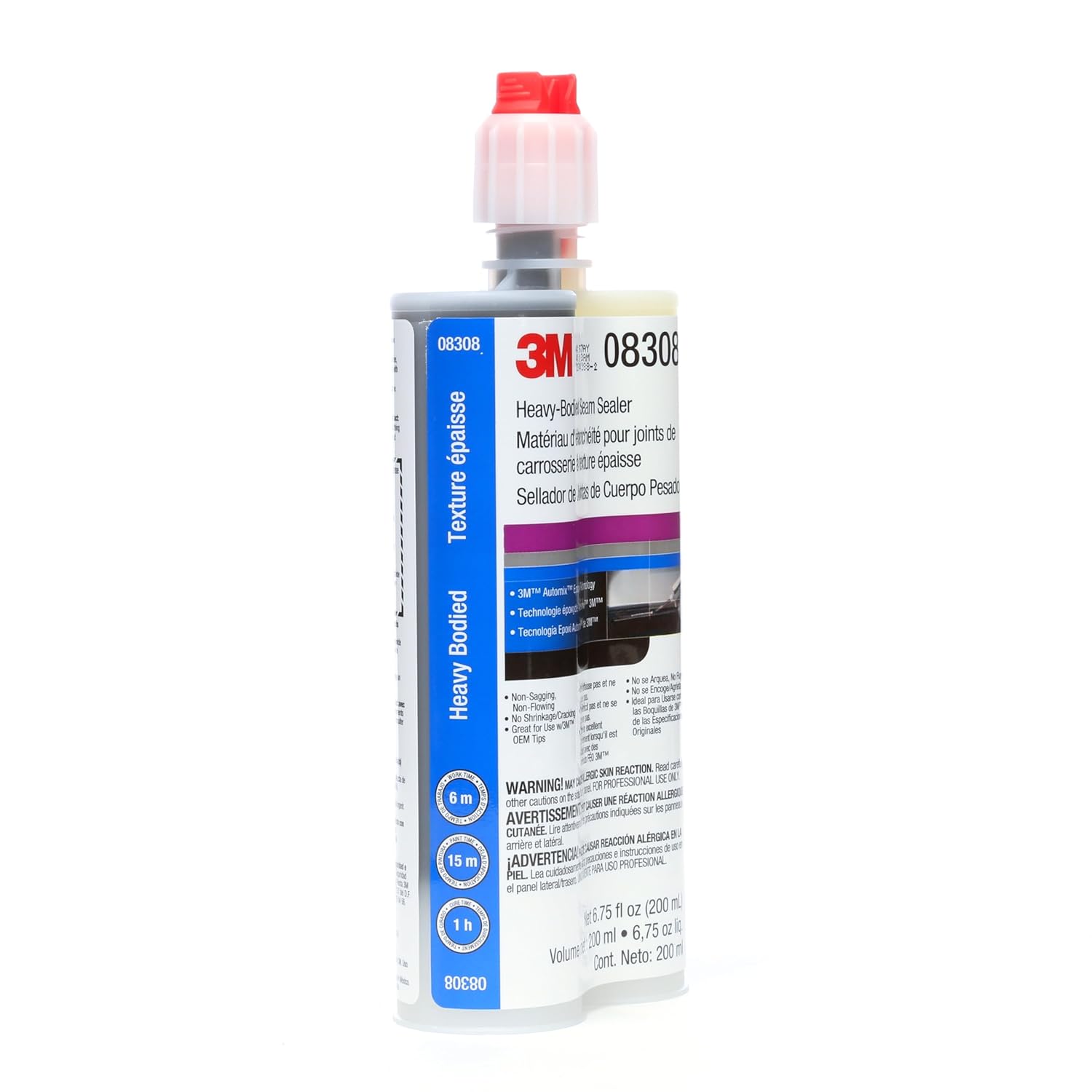 3M Heavy-Bodied Seam Sealer, 08308, Two-Part, Self-Mixing, Automotive Epoxy, 200 ml/6.75 fl oz Cartridge , Black - Image 4