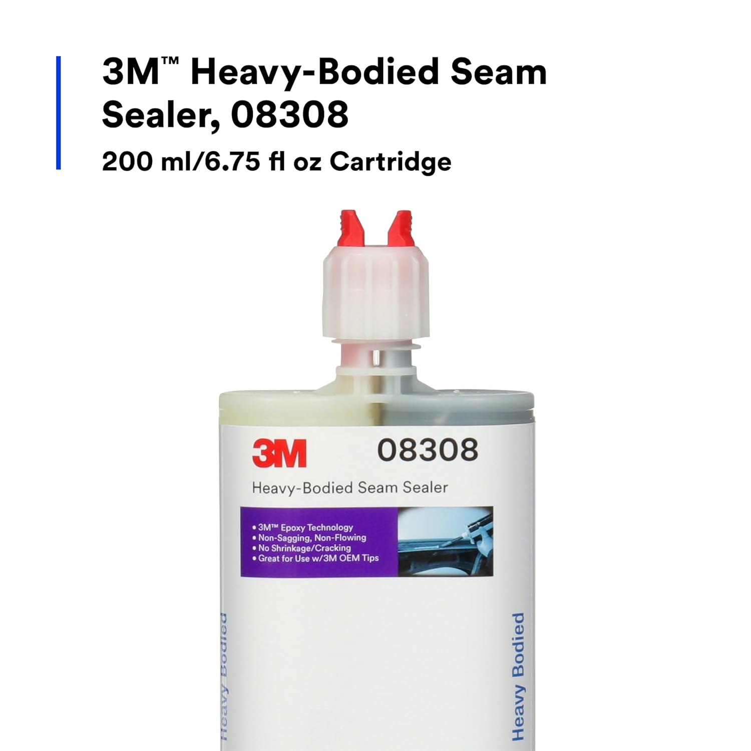 3M Heavy-Bodied Seam Sealer, 08308, Two-Part, Self-Mixing, Automotive Epoxy, 200 ml/6.75 fl oz Cartridge , Black - Image 5