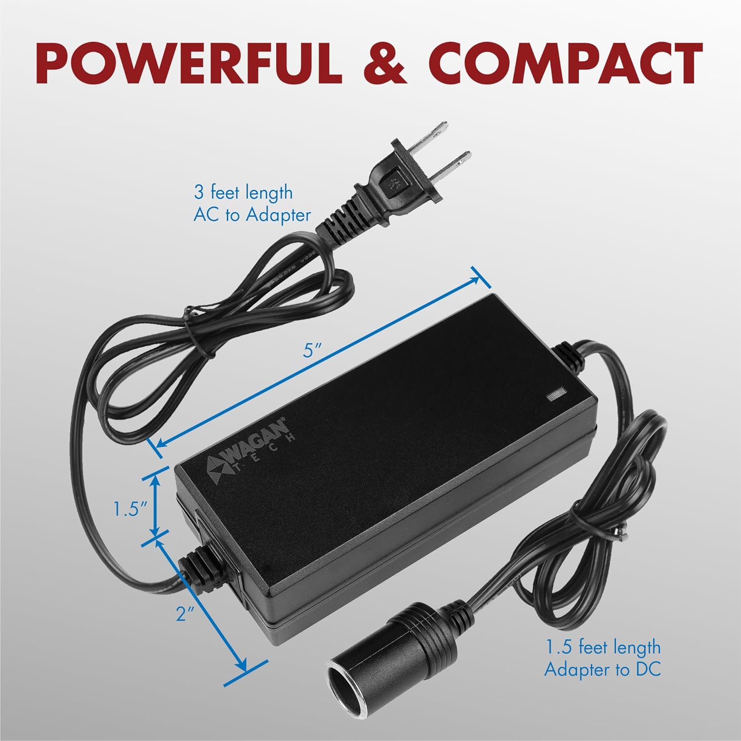 Wagan EL9903 AC to DC Power Adapter 5A 60W Power Converter 110V AC to 12V DC Cigarette Lighter Socket Adapter for 12V Car portable Fridge ETL listed - Image 5