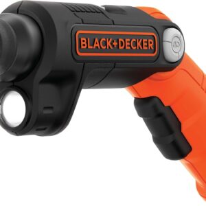 BLACK+DECKER Cordless Screwdriver with LED Light 4V MAX, Electric Screwdriver with 2 Pcs Bit Set (BDCSFL20C)