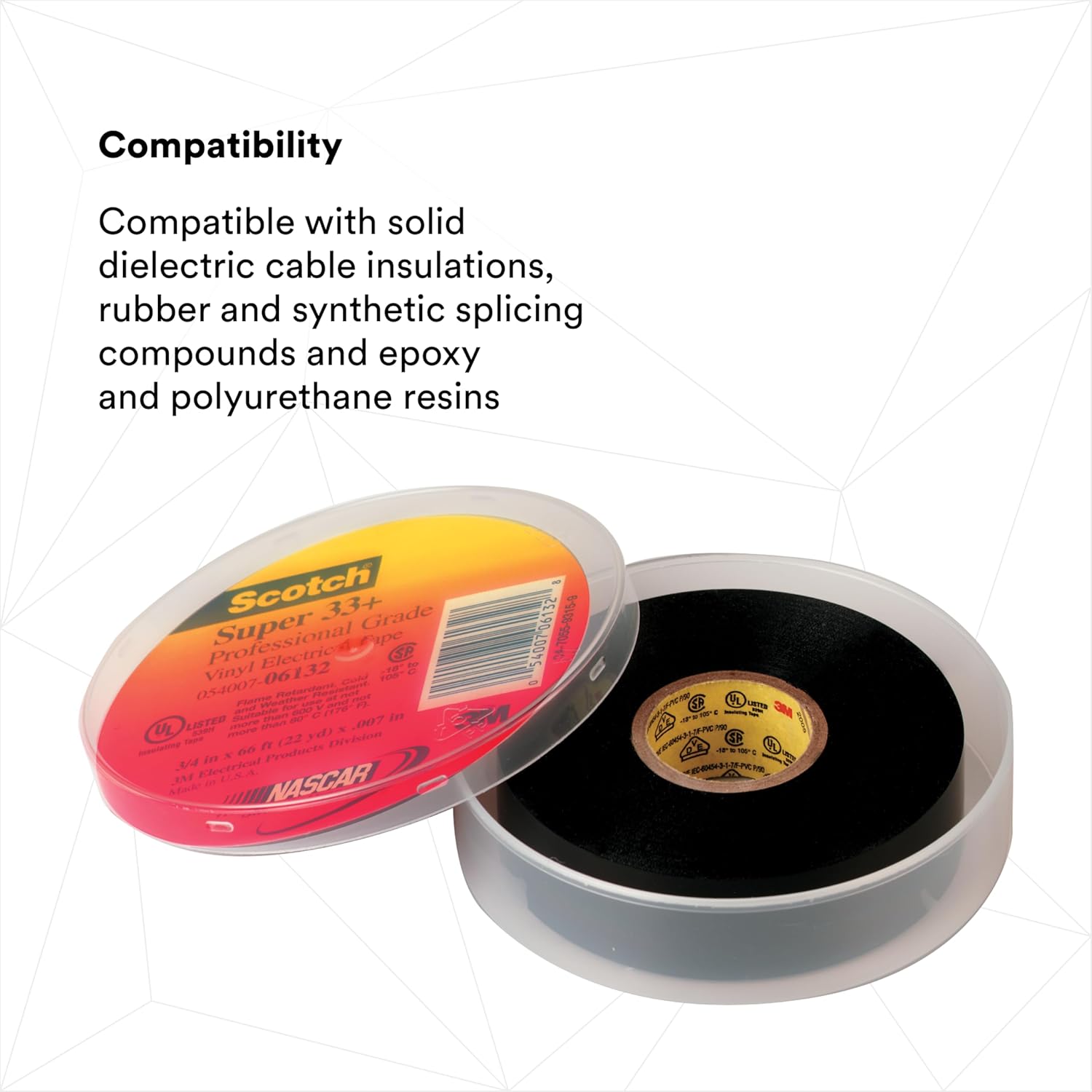 3M Scotch Super 33+ Electrical Tape - 3/4 in x 52 ft, Premium Grade All-Weather Vinyl, Resistant to Abrasion, Moisture, Corrosion, Alkalies - Black, 1 Roll - Image 2