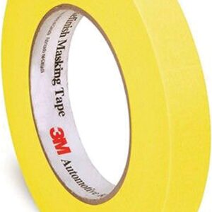 3M Automotive Refinish Masking Tape, 06652, 18 MM X 55 M, Yellow, Crepe Backing, Moisture Resistant, Multi-Purpose, 48 Per Case