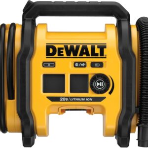 DEWALT Tire Inflator Portable Air Compressor 20V MAX, Car Air Pump with Automatic Shut Off, LED Light, Tool Only (DCC020IB)