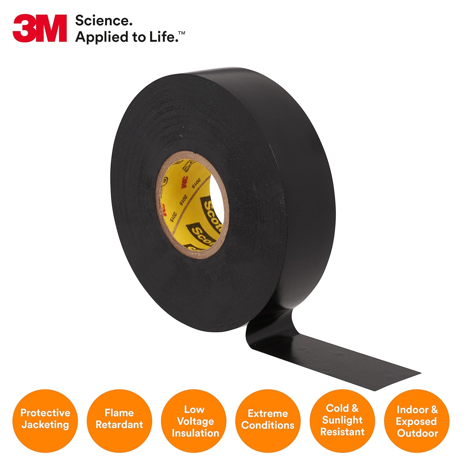 3M Scotch Super 33+ Electrical Tape - 3/4 in x 52 ft, Premium Grade All-Weather Vinyl, Resistant to Abrasion, Moisture, Corrosion, Alkalies - Black, 1 Roll - Image 5