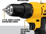 DEWALT 20V Max Cordless Drill Driver Set, 2 Speed, High Performance Motor, Includes 2 XR 1.3Ah Li-Ion Batteries, Charger and Contractor Bag (DCD771C2)
