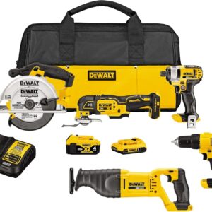 DEWALT Tools 5 Tool Power Tool Combo Kit, Cordless Drill Impact Driver Saw Oscillating Multi-tool Set with 20V MAX Battery and Charger (DCK551D1M1)