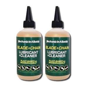 Mechanic In A Bottle Blade & Chain Lubricant & Cleaner - 8 oz Bottle (2 Pack) Breaks Down Sap, Resins and Gums. World's Only Self-Cleaning Lubricant. Twin Pack