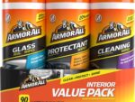 Armor All Protectant, Glass and Cleaning Wipes, Wipes for Car Interior and Car Exterior, 30 Count Each (Pack of 3)