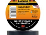 3M Scotch Super 33+ Electrical Tape - 3/4 in x 52 ft, Premium Grade All-Weather Vinyl, Resistant to Abrasion, Moisture, Corrosion, Alkalies - Black, 1 Roll