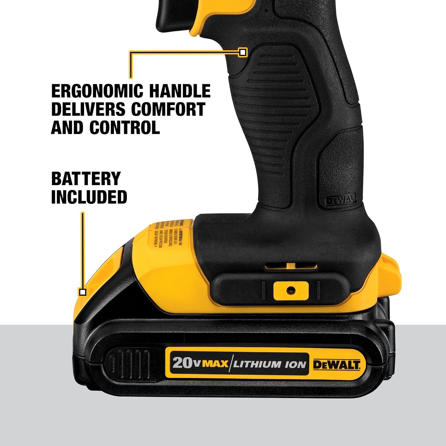 DEWALT 20V Max Cordless Drill Driver Set, 2 Speed, High Performance Motor, Includes 2 XR 1.3Ah Li-Ion Batteries, Charger and Contractor Bag (DCD771C2) - Image 6