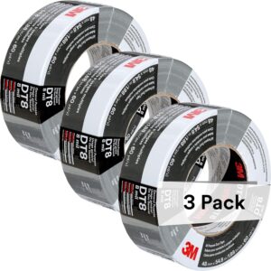 3M Duct Tape DT8, 3 Pack, Industrial Strength, Multi-Use, Silver color tape, 1.88" x 60 yd, Tear by Hand, Professional Grade Adhesive, Perfect for HVAC, Bundling, Moisture Proofing, and Reinforcing