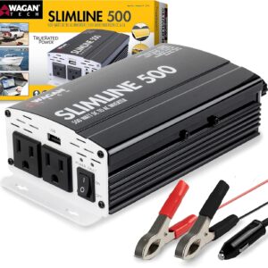 Wagan 3716 500W Slim Line AC to DC Inverter 500W TrueRated 1000W Surge Power Inverter