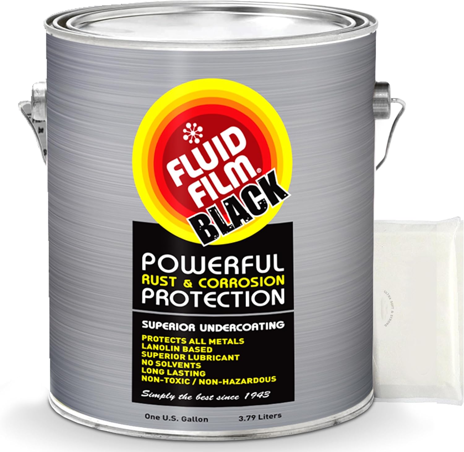 Fluid Film Undercoating Protection, Rust Inhibitor and Prevention, Anti Corrosion Multi Purpose Penetrant and Lubricant Lanolin Formula, 1 Gallon Black Color