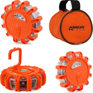 Wagan EL2639-3 FRED Flashing Roadside Emergency Disc LED Flare 9 Flash Modes for Roadside Security, Warning Flashing with Magnet and Hook for Vehicles and Boats