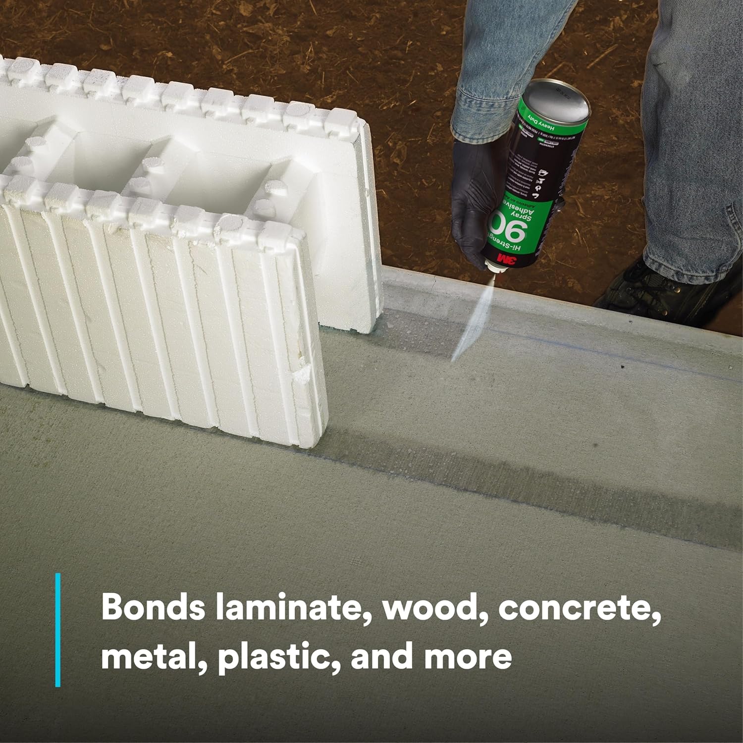 3M Hi-Strength 90 Spray Adhesive, Permanent, Bonds Laminate, Wood, Concrete, Metal, Plastic, Clear Glue, Net Wt 17.6 oz, Will Spray Upside Down Only - Image 4