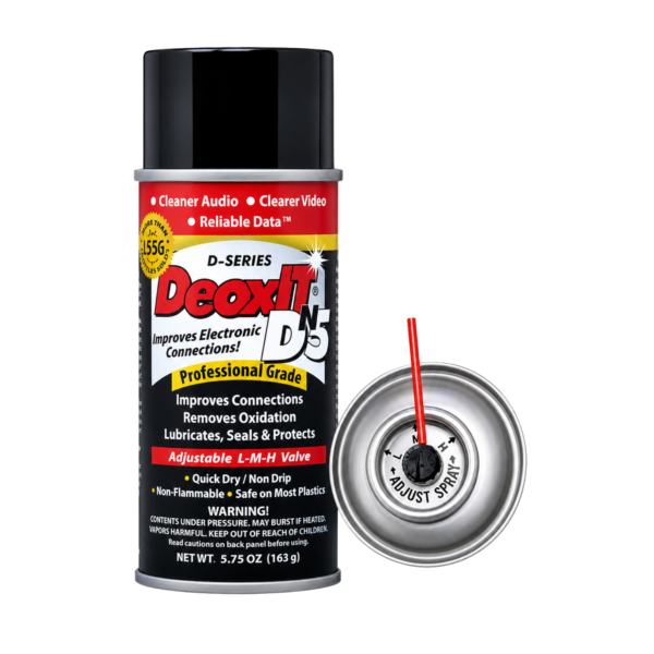 CAIG Laboratories DeoxIT DN5S-6N Spray, More Than A Contact Cleaner, 163g, Low-Med-High Valve, Nonflammable/Non-Drip, Pack of 1