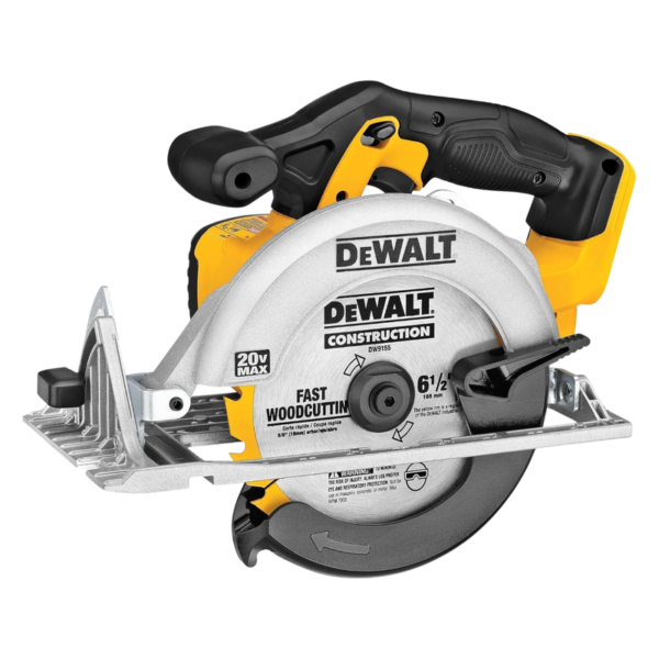 DEWALT 20V MAX Circular Saw, Cordless Sidewinder Style Portable, 6-1/2-Inch Blade, 5150 RPM, 0-50 Degree Bevel Capability, Battery Not Included (DCS391B)