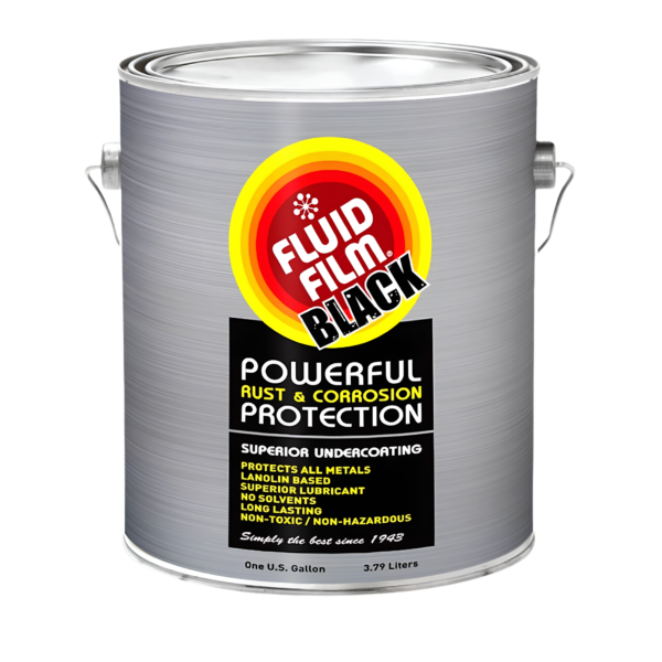Fluid Film Black Non-Aerosol, Long Lasting Corrosion, Penetrant & Lubricant, Anti-Rust Coating, Protects All Metals in Marine and Undercoating in Automotive & Snow-Handling Vehicles, 1 Gallon
