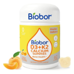 Biobor Vitamin D3 K2 Calcium Gummies, 2000 IU D3, 200 mcg MK-7, 60 Count | Supports Healthy Bones and Immune Health. No Sugar Added, GMO Free, Gluten Free. Delicious Peach Flavor for Daily Wellness.