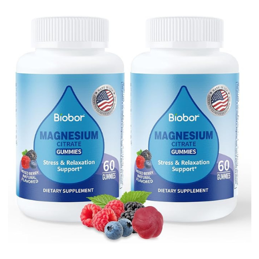 Biobor Magnesium Citrate Gummies 200mg, Adult Magnesium Supplement, 60 Ct | Premium magnesium citrate gummies made in the USA with globally sourced ingredients. Vegan, gluten free and lab tested.
