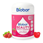 Biobor Hair Skin & Nails Gummies, 6000 mcg Biotin for Beauty Support, 60 Ct | Daily Beauty Gummies for Adult with Biotin and Vitamins A, C & E. Strawberry Flavor. No Sugar Added, Gluten free, Non-GMO.